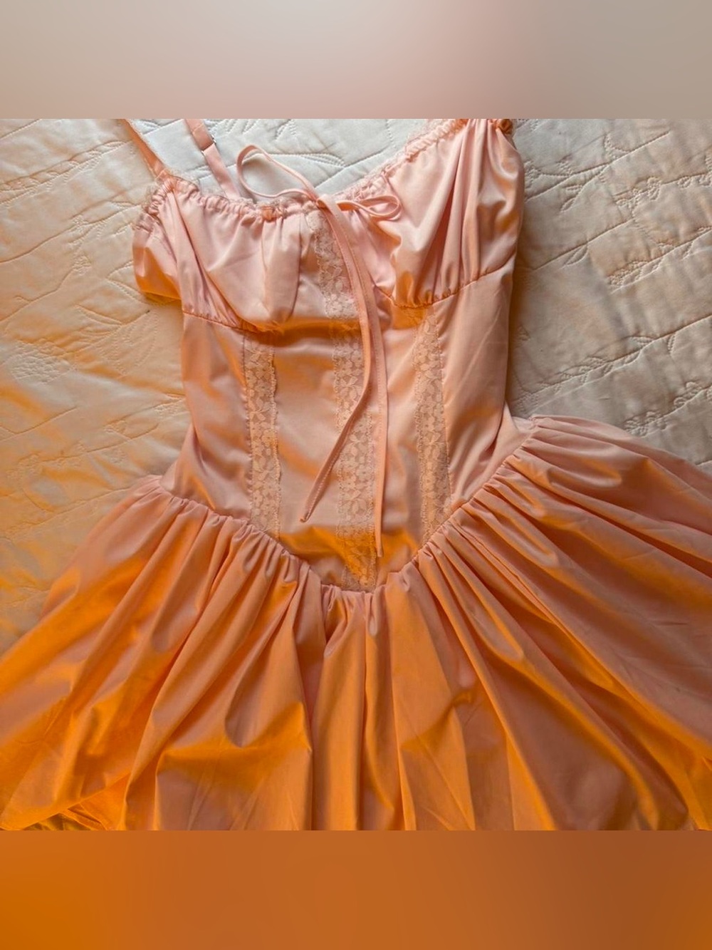 Women's Pink Satin Chemise Nightdress with Lace Trim